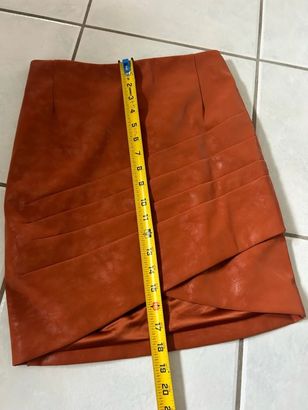 Guess Burnt Orange Faux-Leather Wrap Mini Skirt